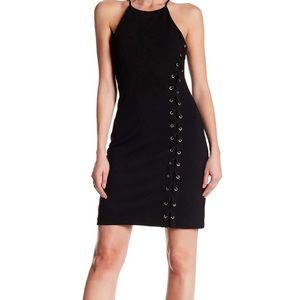 Parker Florence lace up black dress halter neck
